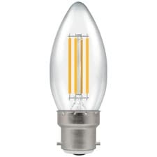 Image of LED Filament Candle Light Bulb 6.5W = 60W BC B22 Warm White 2700K Crompton