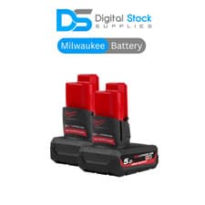 Image of Milwaukee M12HB5 12V 5.0 Ah High Output Li-Ion Battery - Red (Twin Pack)