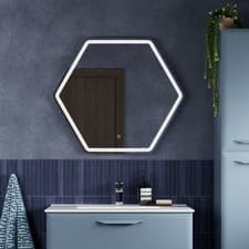 Image of Signature Fabio Hexagonal LED Bathroom Mirror with Demister Pad 693mm H x 785mm 