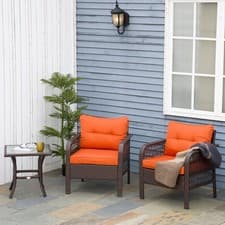Image of 3 Pieces Patio Rattan Wicker Bistro Set Conversation Furniture Set Refurbished
