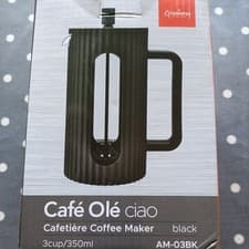 Image of Grunwerg Ciao Cafetiere 3 Cup Black Plastic Glass Coffee Maker Kitchen