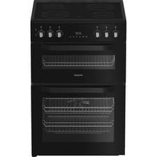 Image of Hotpoint HDE6VDB1 60cm Free Standing Electric Cooker with Ceramic Hob Black A/A