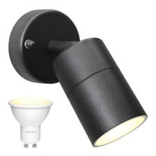 Image of LED Stainless Steel or Matt Black Single Outdoor Wall Spot Light Colours 010/042