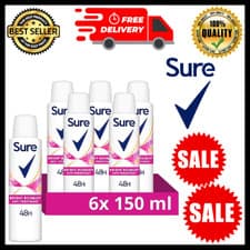 Image of Sure Bright Bouquet Anti-Perspirant Aerosol Women's Deodorant Spray 6x 150 ml