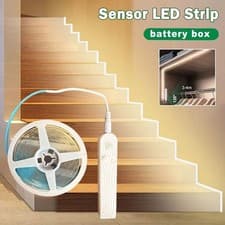 Image of High Density COB LED Strip Lights PIR Motion Sensor 5V Tape Battery Operated