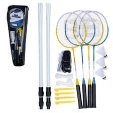 Image of Baseline 4 Player Badminton Set, Includes 4 Rackets, 2 Shuttlecocks, Net and