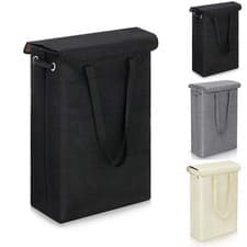 Image of 45L Slim Laundry Basket with Handles Dirty Clothes Hamper Storage Stand w/ Lid