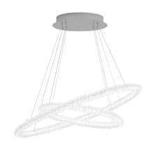 Image of Circle LED 2 Oval Ring Ceiling Pendant, Chrome, Clear Crystal