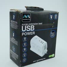 Image of Masterplug  4 Gang Surge Protected extension lead with 2 USB Ports 2m