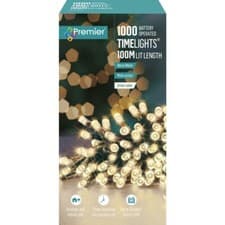 Image of Premier 1000 LED Battery Multi-Action Christmas Tree Lights Timer - WARM WHITE