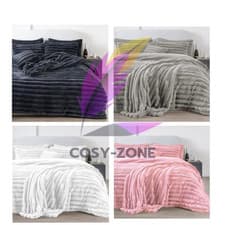 Image of Luxury Big Cord Teddy Fleece Bedding Set Duvet Pillow Cushion Covers & Throw