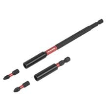 Image of Sealey 1/4" Power Tool Bit Holder Set 4pc Impact Grade Long & Short AK8276