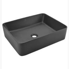 Image of Contemporary Matte Black Ceramic Rectangular Wash Basin for Bathroom