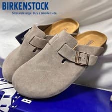 Image of Birkenstock Taupe Suede Leather Boston Soft Footbed UK SIZE