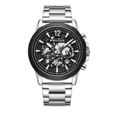Image of Police Vertigo Mens Multifunction Watch with Black Dial and Stainless Steel