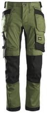 Image of SNICKERS 6241 STRETCH WORK TROUSERS ALLROUNDWORK HOLSTER POCKETS KHAKI GREEN