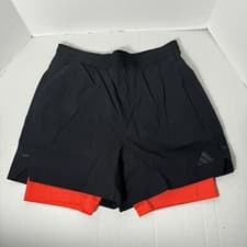 Image of Adidas POWER WORKOUT 2 In 1 Shorts 7" Black Mens HY0778 Slim Fit Running Small