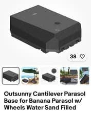 Image of Outsunny Cantilever Parasol Base for Banana Parasol w/ Wheels Water Sand Filled