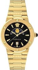 Image of Versace Men's Greca Watch VE7G00323 | Gold Stainless Steel Black Dial Brand New