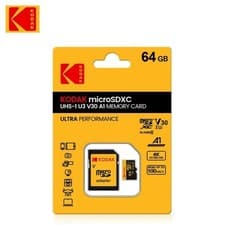 Image of Kodak 64GB microSDXC Memory Card UHS-I U3 V30 A1 4K with SD Adapter New Sealed