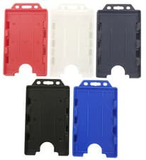 Image of Double Sided Portrait Vertical ID Card Badge Holder Holds Two Photo ID Cards