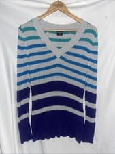 Image of Faded GloryWomens Medium Open Knit Sweater V-neck Colorful 100% Cotton NEW