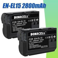 Image of 2 Pack EN-EL15 EN-EL15b Battery for Nikon 1V1 D7000 D7100 D750 D600 D800 D7200