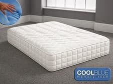 Image of Cool Blue Memory Foam Mattress Sprung 3ft Single 4ft6 Double 5ft King 6ft S King