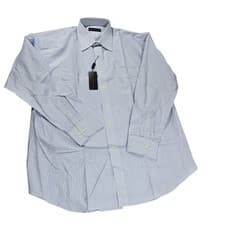 Image of Hart Schaffner Marx Mens Blue White Check Dress Shirt 17-35 K9022 200B Clark NEW
