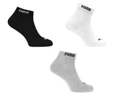 Image of PUMA 3 PAIR PACK QUARTER LENGTH TRAINER SOCKS LINERS SPORTS SIZES 2.5 - 14 UK