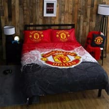 Image of Manchester United FC Crest Double Duvet Cover Set Red Kids Bedroom 2-in-1 Design