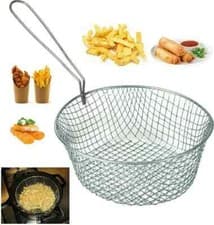Image of 7'' 8.5'' 9'' Chip Pan Fryer Baskets Strainer Mesh Wire Frying Buckets Fries