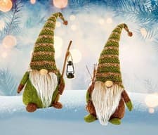 Image of Rustic Forest Christmas Gonk 28cm Sitting Gonk With Twigs & Green Knitted Hat