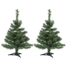 Image of Artificial Fir Christmas Trees - 60cm - Green - Pack of 2