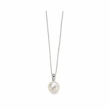 Image of 9ct White Gold Pearl and Diamond Pendant GP884W
