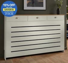 Image of Cream Radiator Cover Cabinet Traditional Modern MDF Wood Horizontal Shelf Large