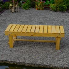 Image of Woodside 2 Seater Garden Patio Bench, Outdoor Wooden Loveseat, Hard Pine Wood
