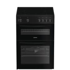 Image of Indesit 60cm Double Oven Electric Cooker - Black IDE6VMB