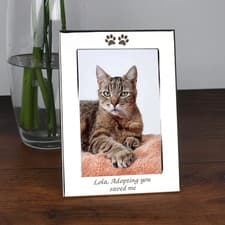 Image of Personalised Paw Prints 4x6 Photo Frame Custom Engraved Gift Picture Pets Dogs