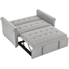 Image of HOMCOM Convertible Pull Out Sleeper Sofa Bed Settee for Living Room, Grey