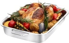 Image of Stainless Steel Roasting Pan Oven Tray 40cm Extra-Large Roaster & Baking Tray