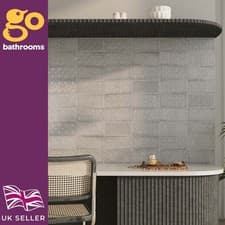 Image of Embossed Decorative Ceramic Wall Tile Grey Gris Gloss Patterned 240x120mm | Box