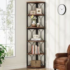 Image of 67 Inch Tall Corner Shelf, 6-Tier Modern Corner Bookshelf Standing Shelving Unit