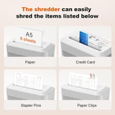Image of Bonsaii 6-Sheet Cross Cut Shredder for Home/Office, Overheat Protection, White