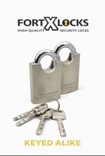 Image of HEAVY DUTY PROTECTED SHACKLE CONTAINER SHED PADLOCK 50MM * KEYED ALIKE * X 2