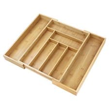 Image of Extendable Bamboo Cutlery Tray Kitchen Drawer Organiser 6/8 Storage Compartments