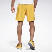 Image of REEBOK Men's Yellow Ts 2-In-1 Epic Shorts RRP £50