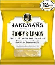 Image of Jakemans Honey & Lemon Menthol Lozenges 73g x12 Soothing Sweets Vegetarian