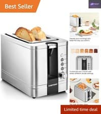 Image of Classic Stainless Steel Toaster - 2 Slice, 4 Cooking Modes, Easy-Clean Design