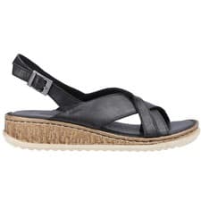 Image of Women's Hush Puppies Elena Crossover Wedge Buckle Leather Sandals Ladies UK 3-8